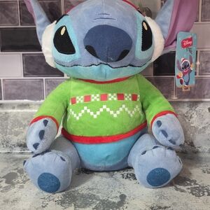 Disney Stitch Plush in Festive Green Outfit
